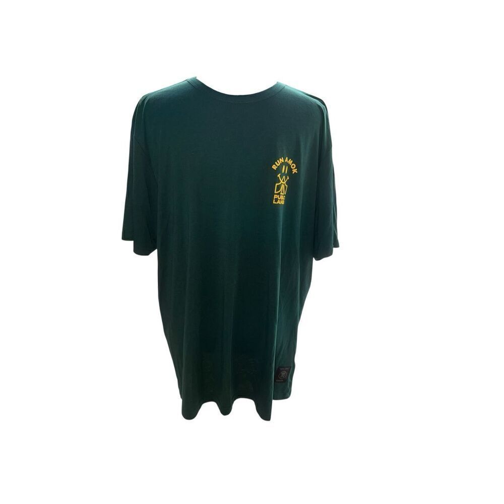 Roark Men’s XL Run Amok Mathis Short Sleeve Active Tee Green yellow run amok